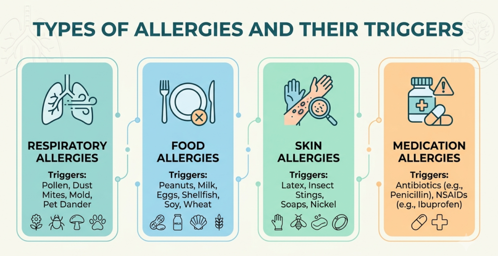 Types of Allergies and Their Triggers Create a service page image for this section. Best Allergy Doctor in Dhaka - Dr. Paul’s Bangladesh